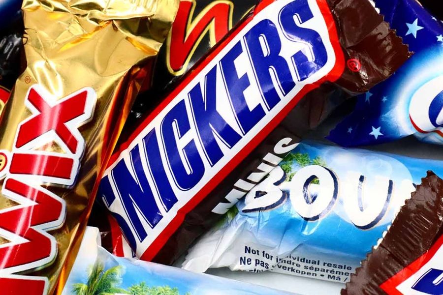 Barres chocolatées Snickers, Twix, Bounty et Milky Way